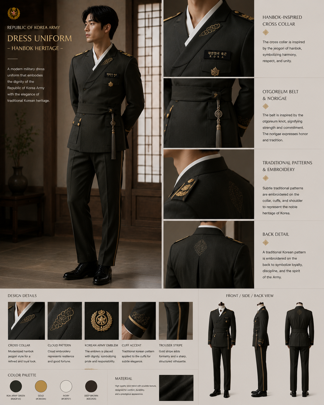 Concept board exploring Korean-inspired ceremonial dress